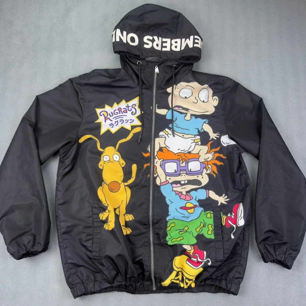 Members Only Nickelodeon Rugrats Windbreaker Jacket Size M Black